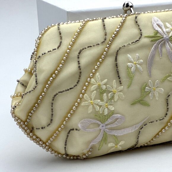 Vintage Beaded Clutch Bag Bag By Debbie Floral Embroidered - Picture 3 of 5